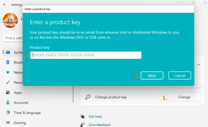   ændre Windows 11 produktnøgle