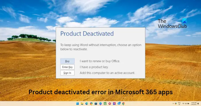 Erreur de produit désactivé dans les applications Microsoft 365
