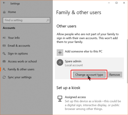   사용자 계정 유형 변경 - Windows 10
