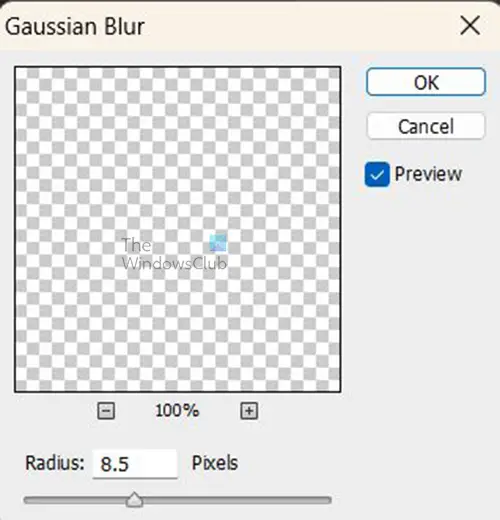   Cum să creați un efect de deschidere 3D în Photoshop - Fereastra de estompare Gaussian