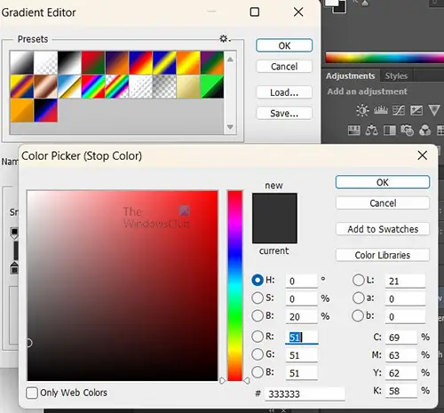   Como criar um efeito pop-out 3D no Photoshop - editor de gradiente