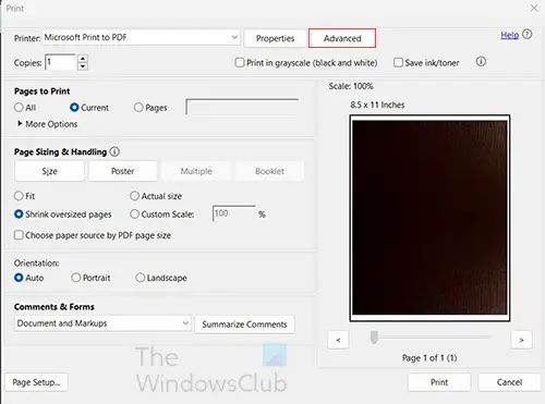   Adobe Reader 원't Print to the Network Printer - Advance 1