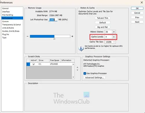   Fix-Photoshop-running-lento-Preferências-top-menu-RAM-Aumentar-cache
