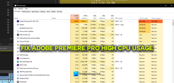 Adobe Premiere Pro کے اعلی CPU استعمال کو درست کریں۔