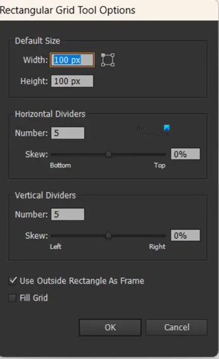   Kā izveidot tabulas grafiku programmā Illustrator - režģa opcijas