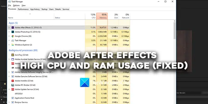Penggunaan CPU dan RAM yang tinggi di Adobe After Effects (Tetap)