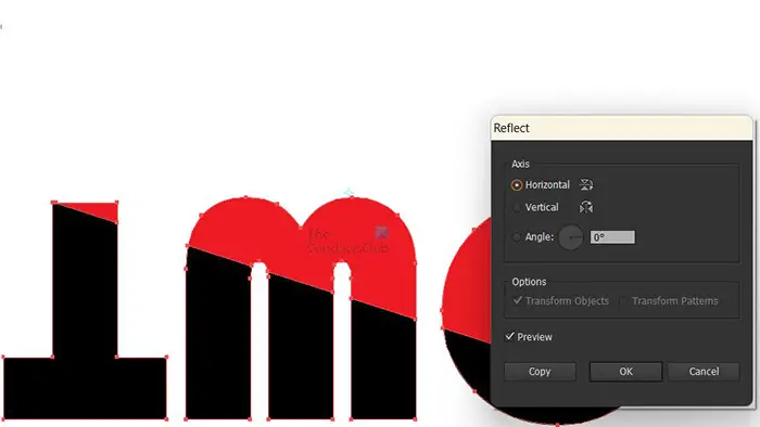   Com afegir una ombra al text a Adobe Illustrator - Text reflectit