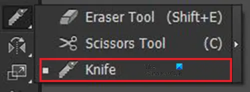   Како додати сенку тексту у Адобе Иллустратор - алатку за нож