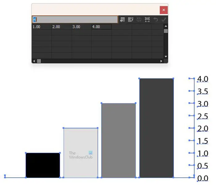   Kako napraviti grafikone u Illustratoru - brojevi horizontalno