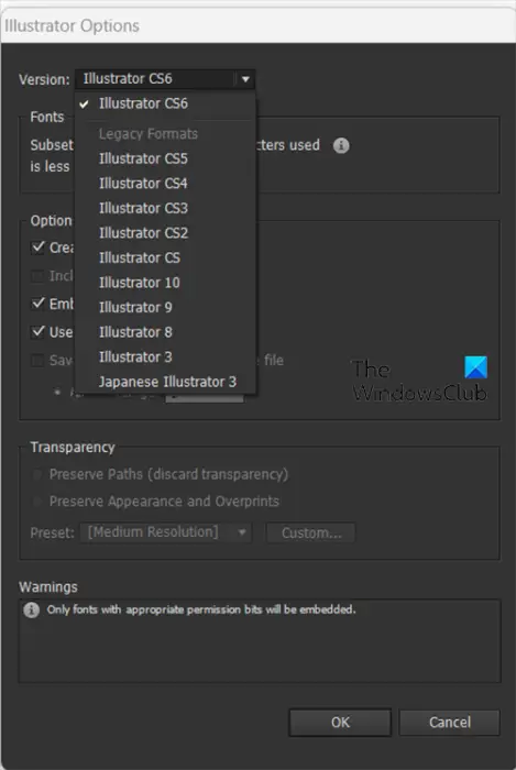   Illustrator 파일을 이전 버전으로 변환하는 방법 - Illustrator 옵션 - 버전
