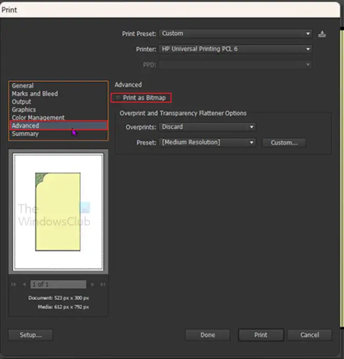   Risolvi i problemi della stampante in Illustrator - stampa come menu superiore bitmap 2