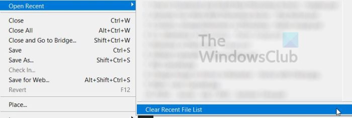 Очистить список последних файлов