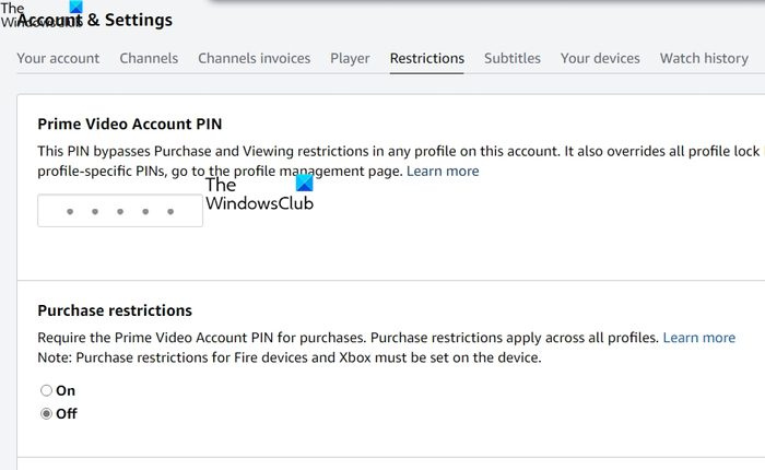   Controls o restriccions parentals d'Amazon Prime Video