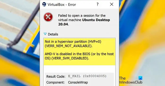 AMD-V està desactivat a la BIOS, no en una partició d'hipervisor [Arreglar]