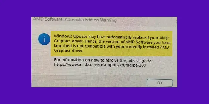Windows Update a peut-être automatiquement remplacé votre pilote graphique AMD