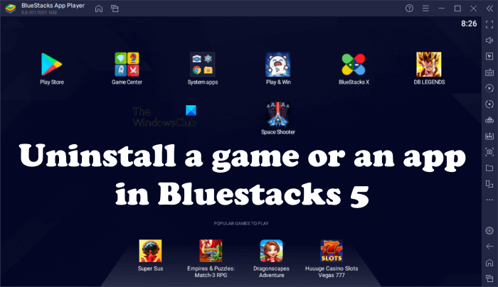 Jak odinstalovat hru nebo aplikaci v Bluestacks 5