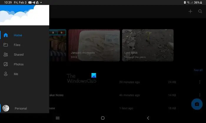   Pliki OneDrive Android