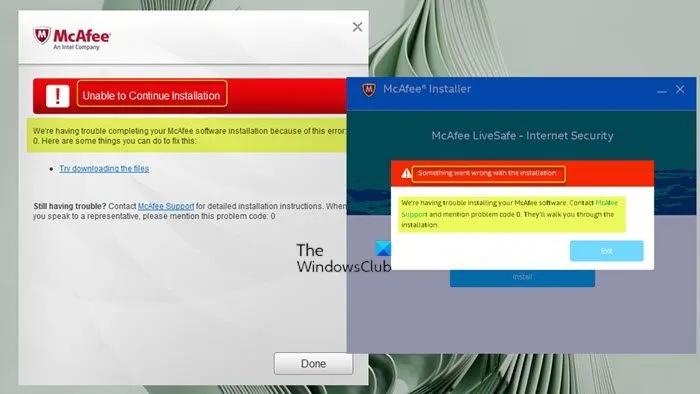 Correction du code d'erreur d'installation McAfee 0 sur un PC Windows