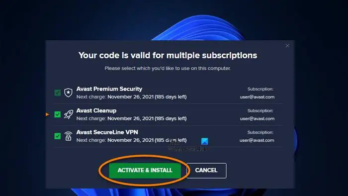 Aktivieren Sie Avast Premium Security mit einem Aktivierungscode