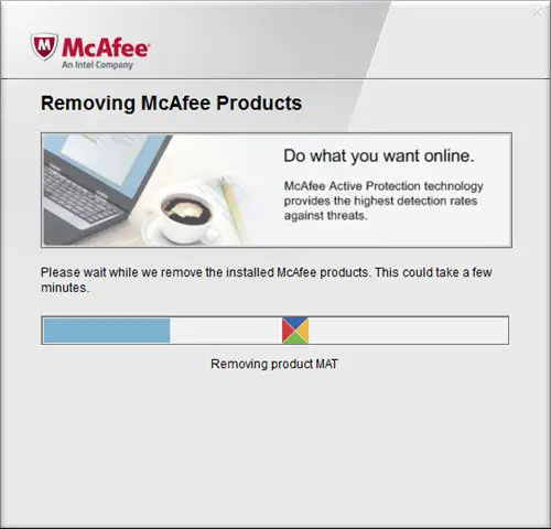   قم بتشغيل أداة McAfee Consumer Product Removal (MCPR)