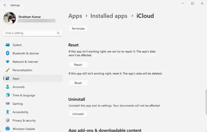   Reparatie Reset iCloud-app