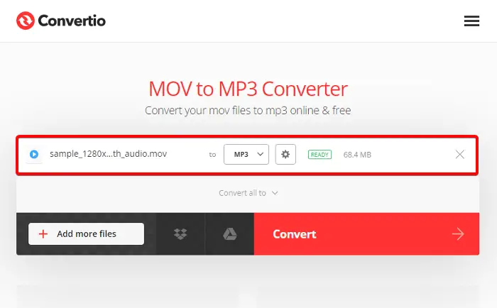   כלי ממיר MOV ל-MP3 בחינם למחשב