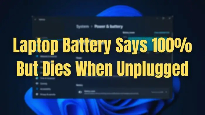 Bateria laptopa mówi 100%, ale umiera po odłączeniu