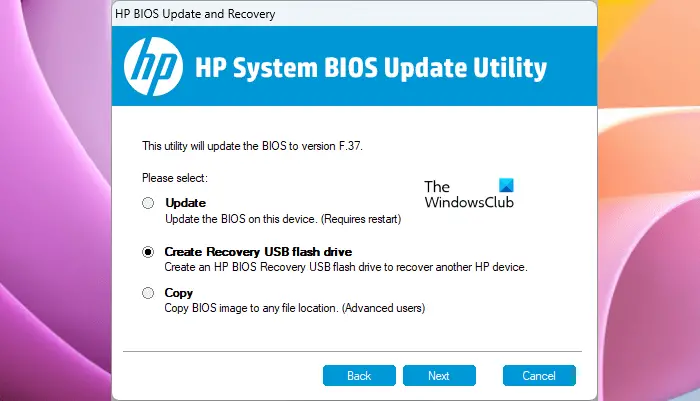   Crear unidad USB de recuperación para HP BIOS
