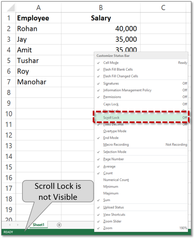 Kuinka poistaa Scroll Lock käytöstä Excelissä?