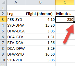 Hur konverterar man timmar till minuter i Excel?
