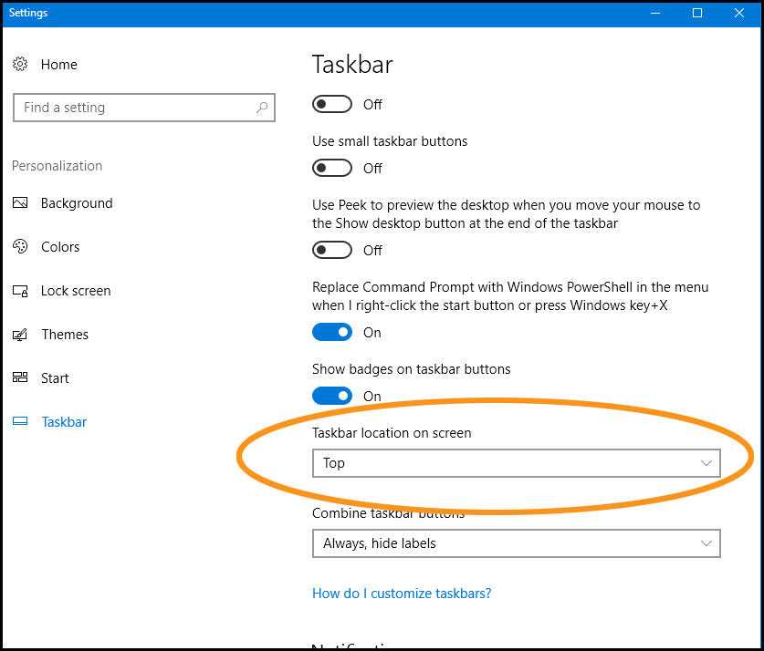 ¿Cómo mover la barra de tareas a la parte inferior de Windows 10?