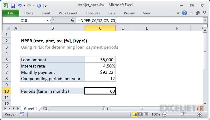 Vad står Nper för i Excel?