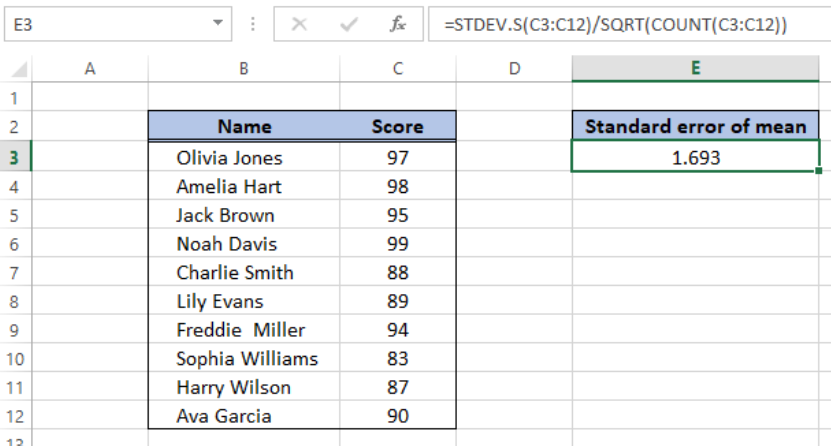 Πώς να υπολογίσετε το Sem στο Excel;