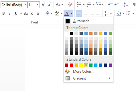 Cum se schimbă culoarea fontului în Microsoft Word?