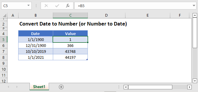 วิธีการแปลงวันที่เป็นตัวเลขใน Excel?