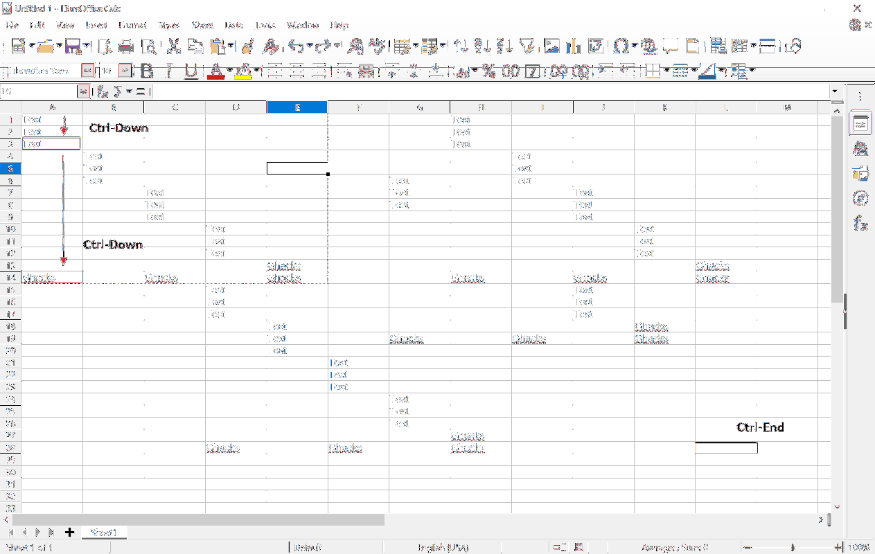 Hur går man till botten av Excel-kalkylbladet?