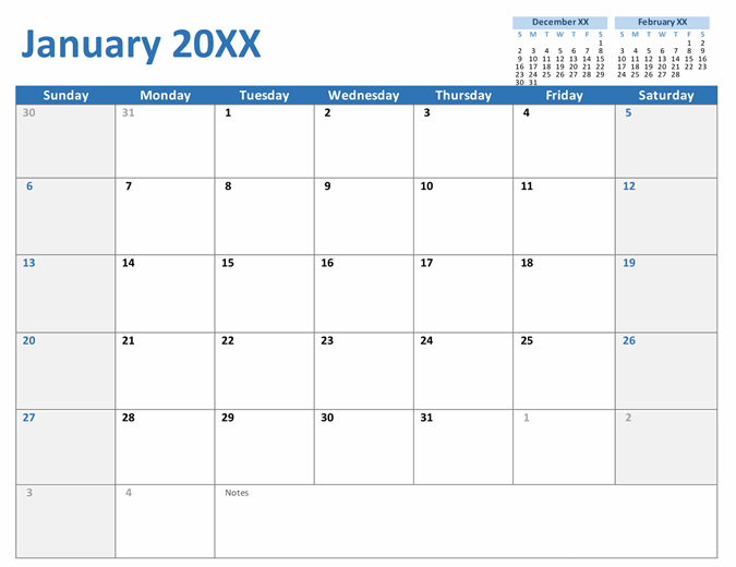 Má Microsoft Office šablonu kalendáře?