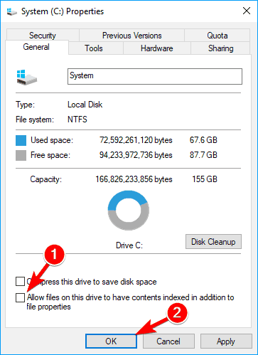 Wie deaktiviere ich die Indizierung von Windows 10?