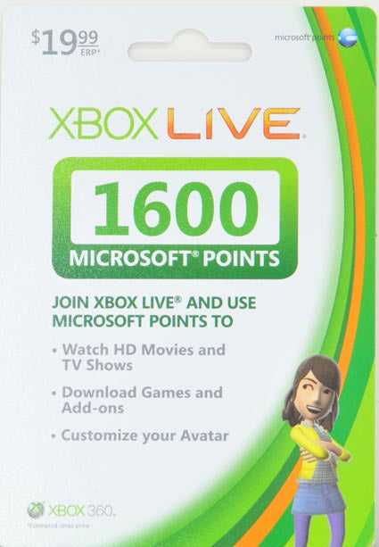 Hur mycket pengar kostar 1600 Microsoft-poäng på Xbox?
