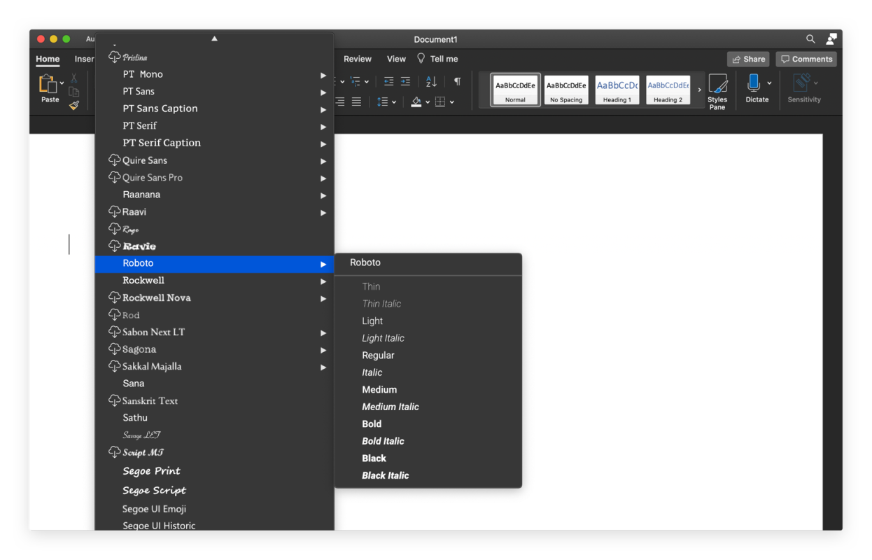 Hogyan tölthetek le betűtípusokat a Microsoft Word alkalmazásba Mac rendszeren?