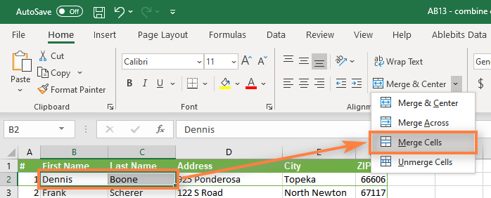 Jak propojit dvě buňky v Excelu?