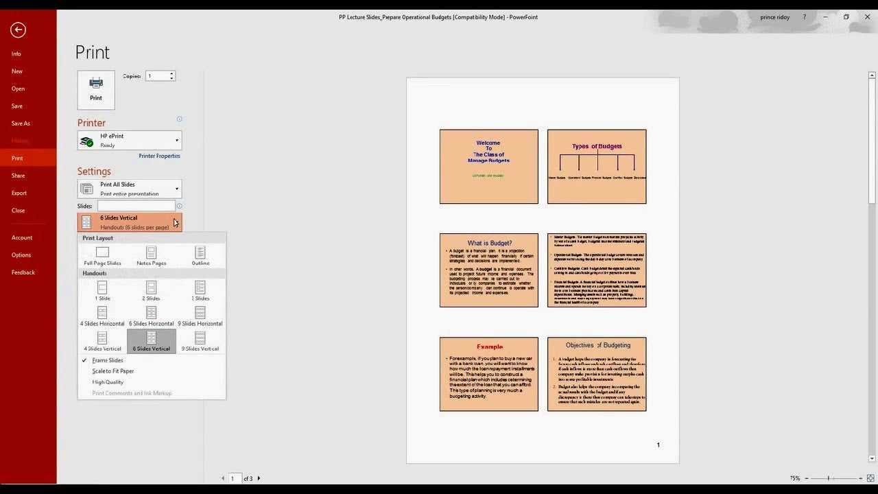 כיצד להדפיס שקופיות Powerpoint כך שיתאימו לכל העמוד?
