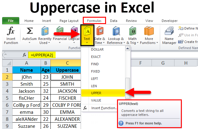 O Excel está em letras maiúsculas?