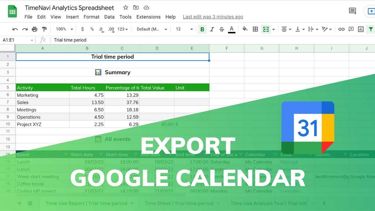 Ali lahko Google Koledar izvozite v Excel?
