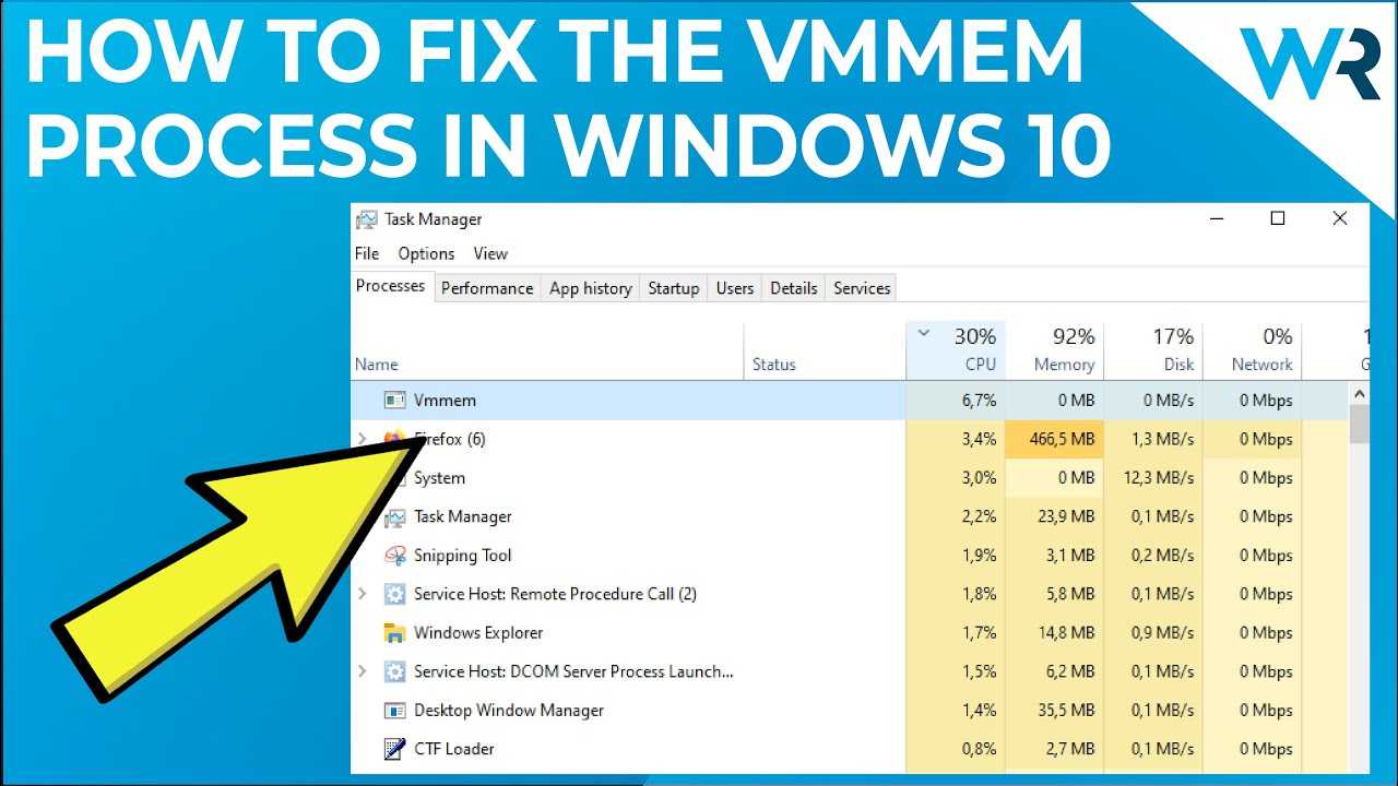 Jak zatrzymać Vmmem Windows 10?
