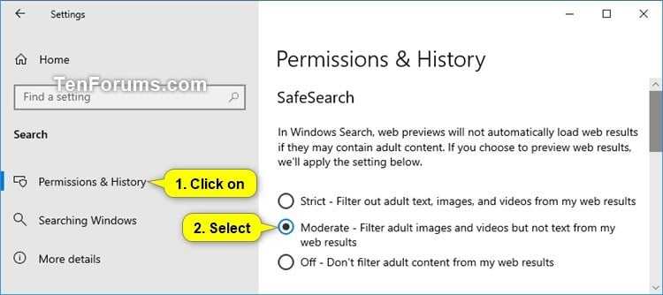 Com desactivar Safesearch Windows 10?