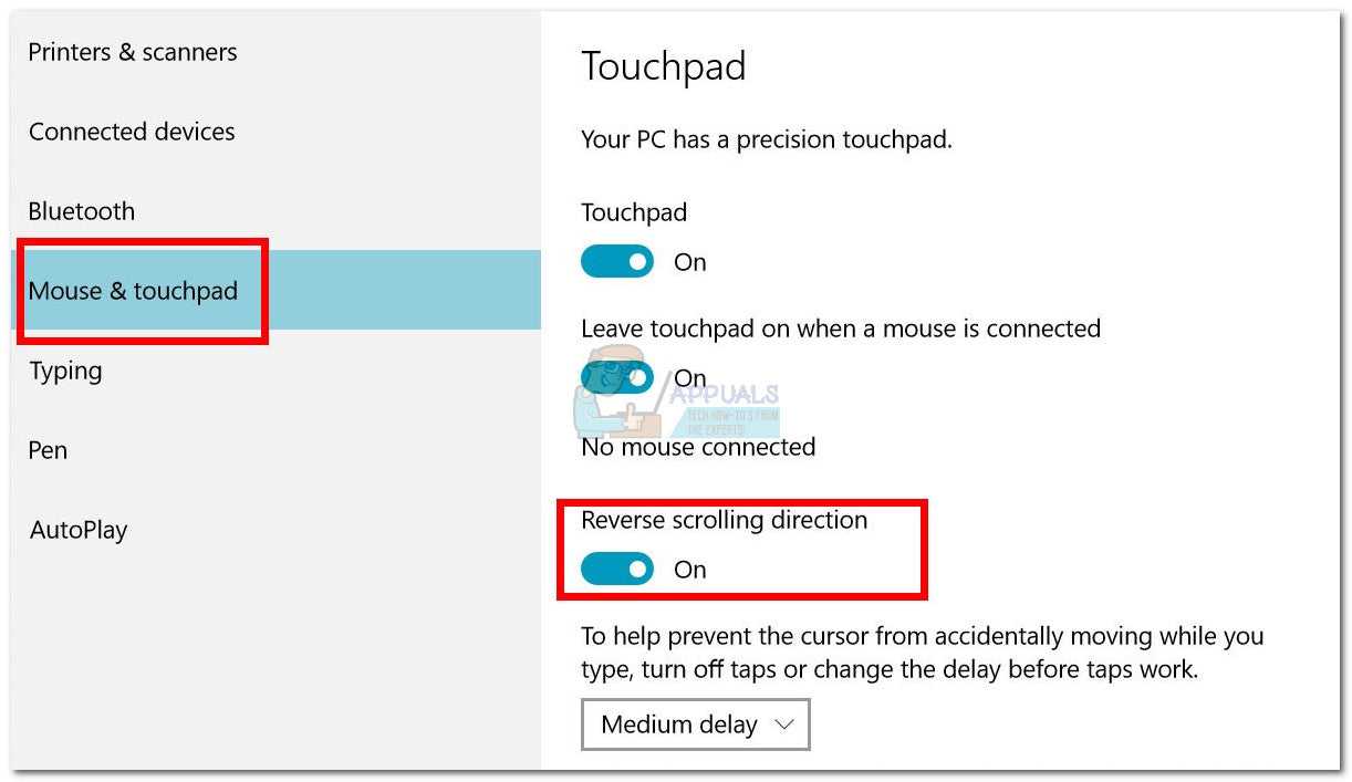 Kako promijeniti smjer pomicanja miša u sustavu Windows 10?