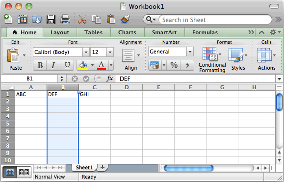 Jak skrýt sloupce v Excelu Mac?