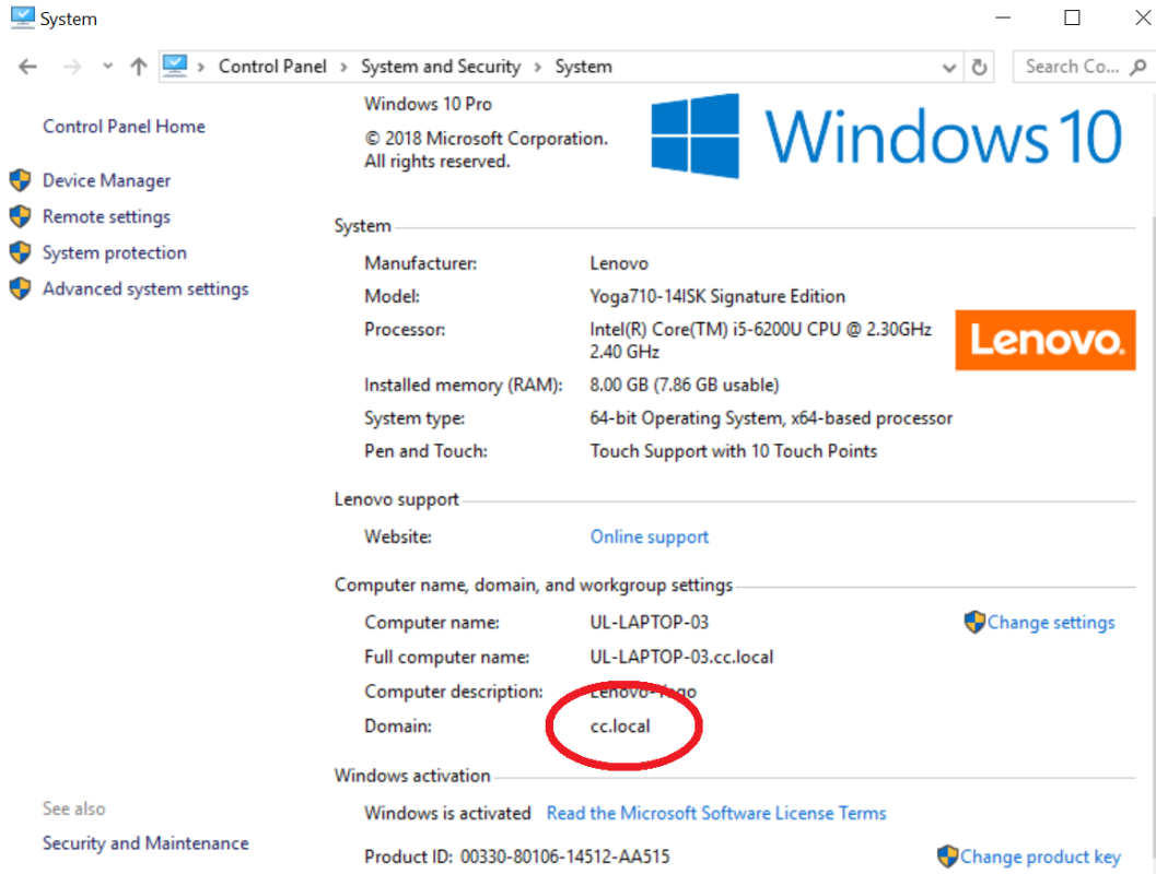 Hur hittar man domännamn Windows 10?