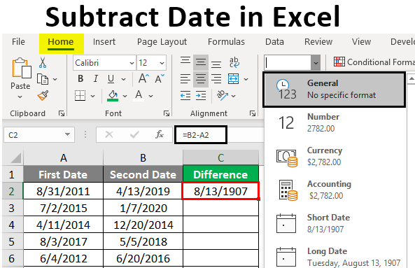 Kā programmā Excel atņemt datumu un laiku?
